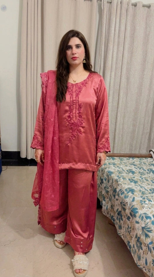 Elegant Pink 2PC Silk Salwar Kameez – Pret Wear
