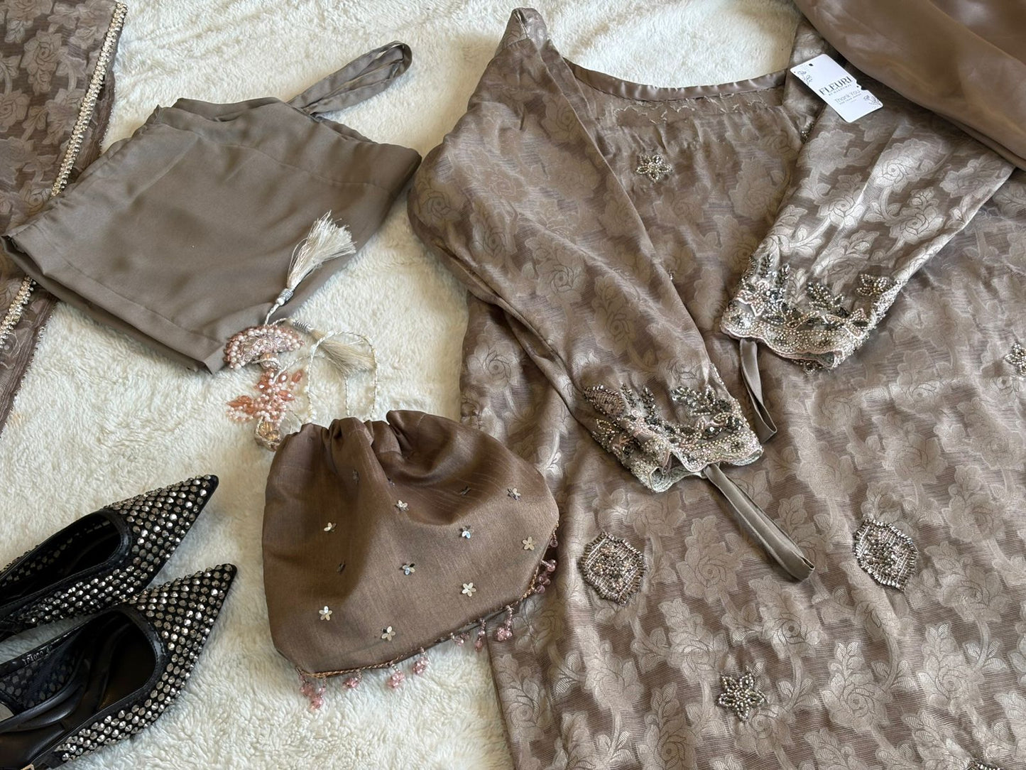 Luxury Gray Cutwork Bridal Pret Set – Pre Booking
