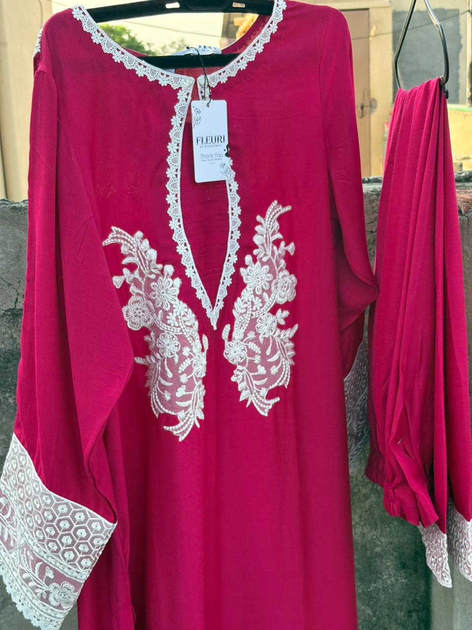 Moonssoon 02 – Pink Raw Silk 2PC Set